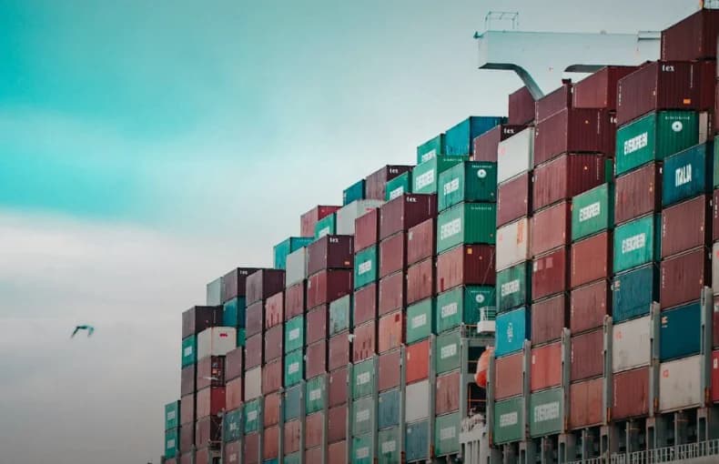 Container vessel at sea